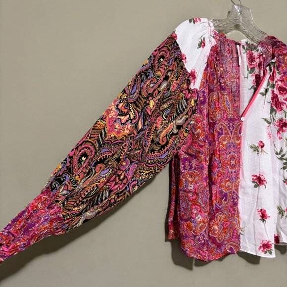 Free People XS Patchwork Floral Paisley Gemini Blouse – New with Tags - Picture 5 of 6